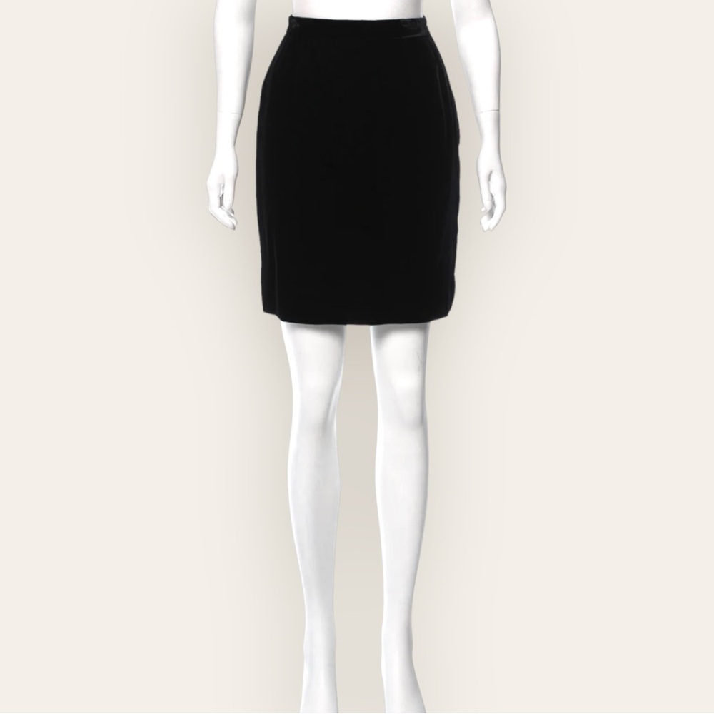 Authentic Karl Lagerfeld Vintage Velvet Waist High Black Short Skirt - Size 36